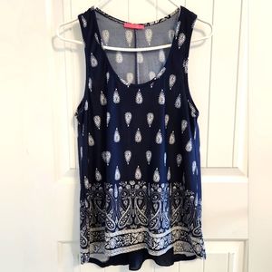 Social Teen Sleeveless Navy Blue Paisley Print Top💖